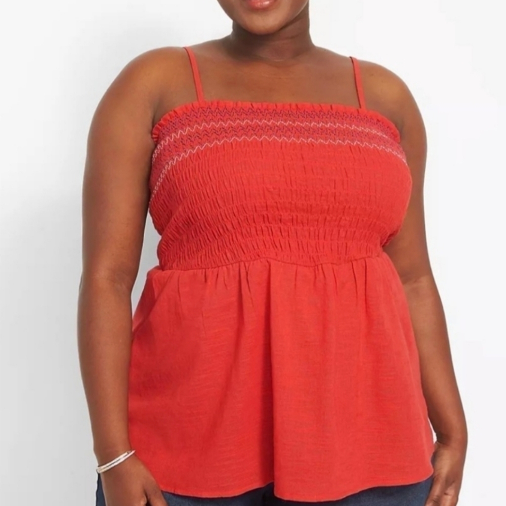 NWOT LANE BRYANT RED SMOKED COTTON CAMI SIZE 18 2X